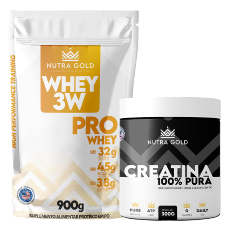 Kit Creatina + Whey 3W - Nutra Gold