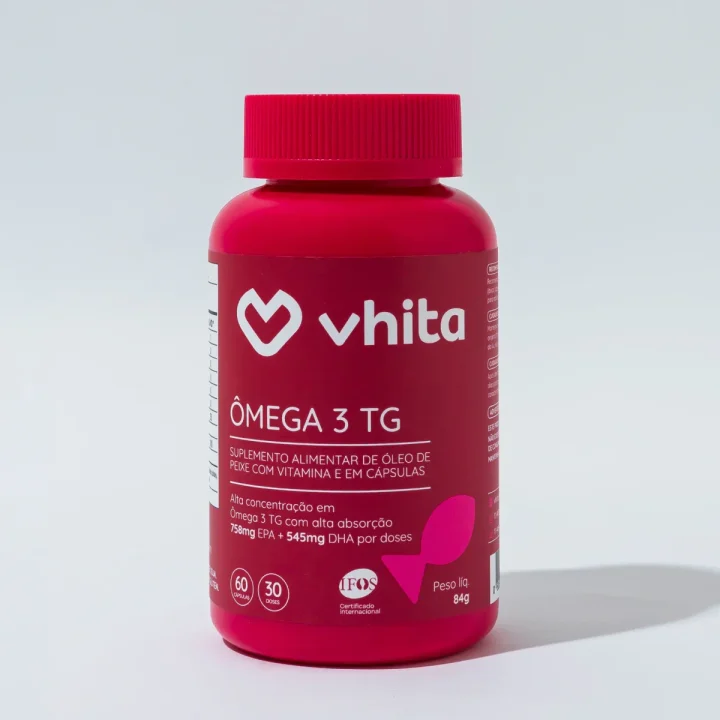 Ômega 3 IFOS TG 1000mg rico em EPA DHA com Vitamina E - 60 cápsulas - Vhita