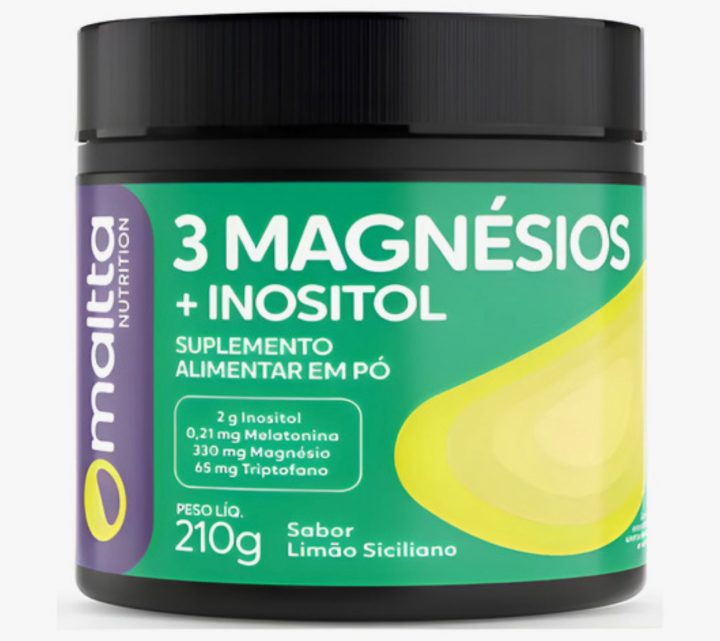 3 Magnésios Inositol Sabor Limão Siciliano em pó 210g